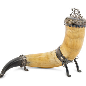 Appraisal: A Swedish Silver Mounted Drinking Horn Maker's Mark Obscured V