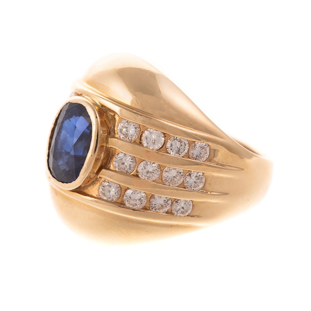 Appraisal: A Domed ct Sapphire Diamond Ring in K K yellow