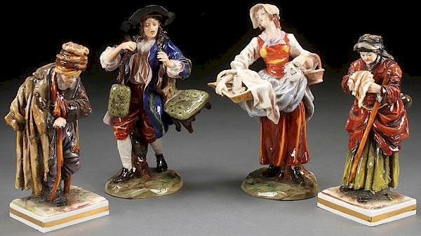 Appraisal: SANDIZELL GERMAN PORCELAIN FIGURES A GROUP OF FOUR SANDIZELL GERMAN