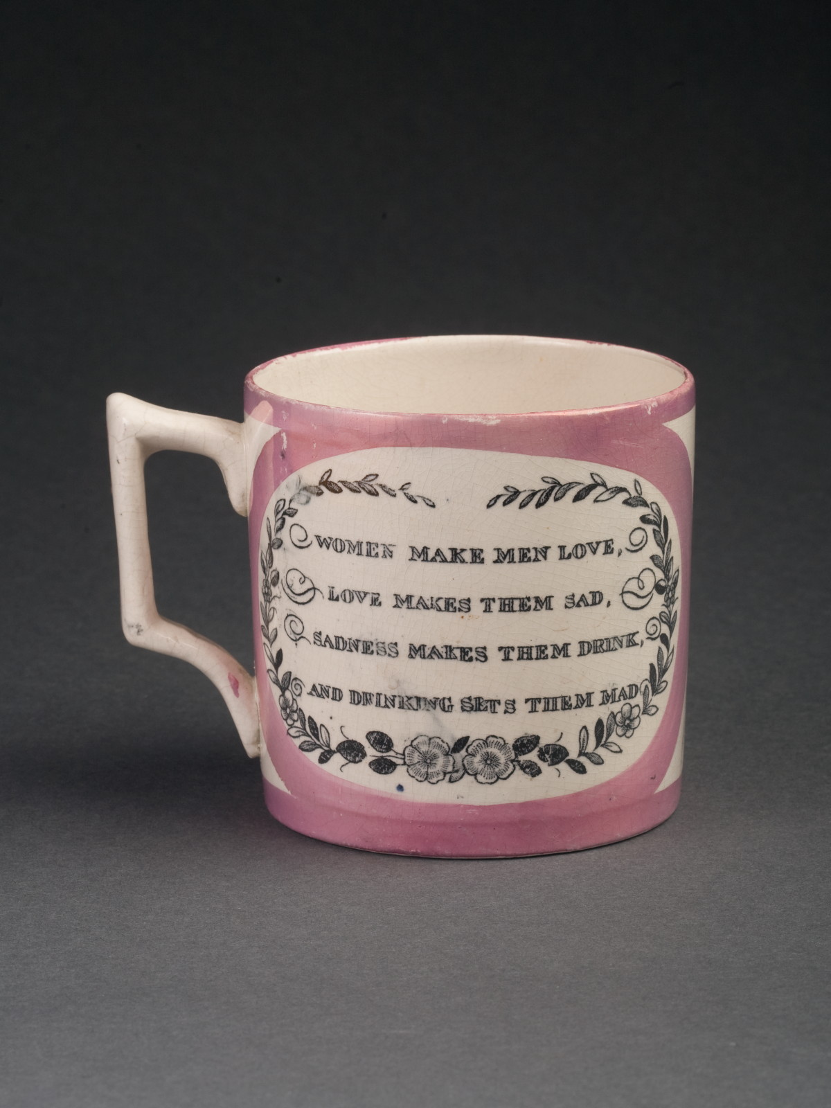 Appraisal: SUNDERLAND PINK LUSTRE AND BLACK TRANSFER-PRINTED PORTER FROG MUG CIRCA