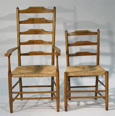 Appraisal: An ash ladderback armchair designed by Ernest Gimson possibly by