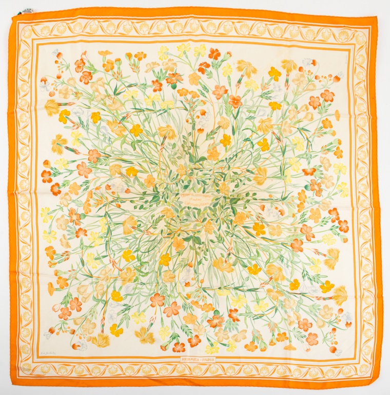 Appraisal: NIKI GOULANDRIS HERMES OEILLETS SILK SCARF Niki Goulandris for Hermes