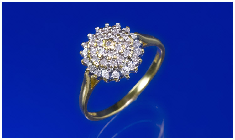 Appraisal: ct Gold Diamond Cluster Ring Round Brilliant Cut Diamonds Claw