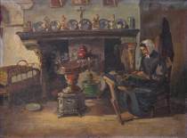 Appraisal: Hague School ca th Century Domestic interior scene with a