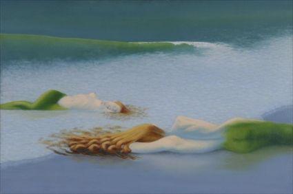 Appraisal: FIORELLO MERMAIDS BEACHING Oil on canvas x in titled signed