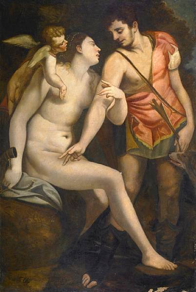 Appraisal: Studio of Luca Cambiaso Italian - Venus and Adonis oil