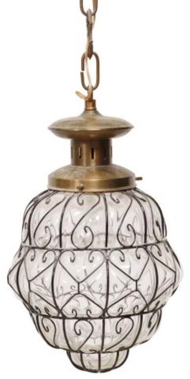 Appraisal: Italian blown glass and metal single-light ceiling lamp th c