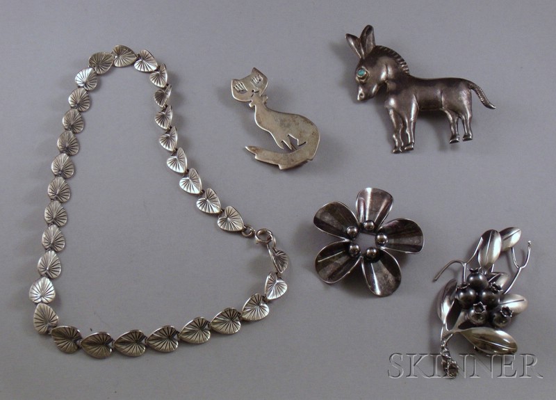 Appraisal: Small Group of Silver Jewelry including a vintage Mexican silver