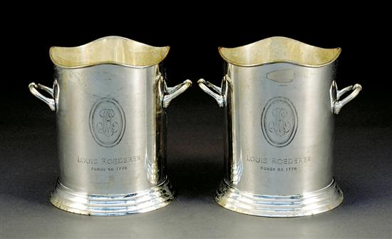 Appraisal: Pair silverplate wine coolers cylinder shape with scalloped rim and