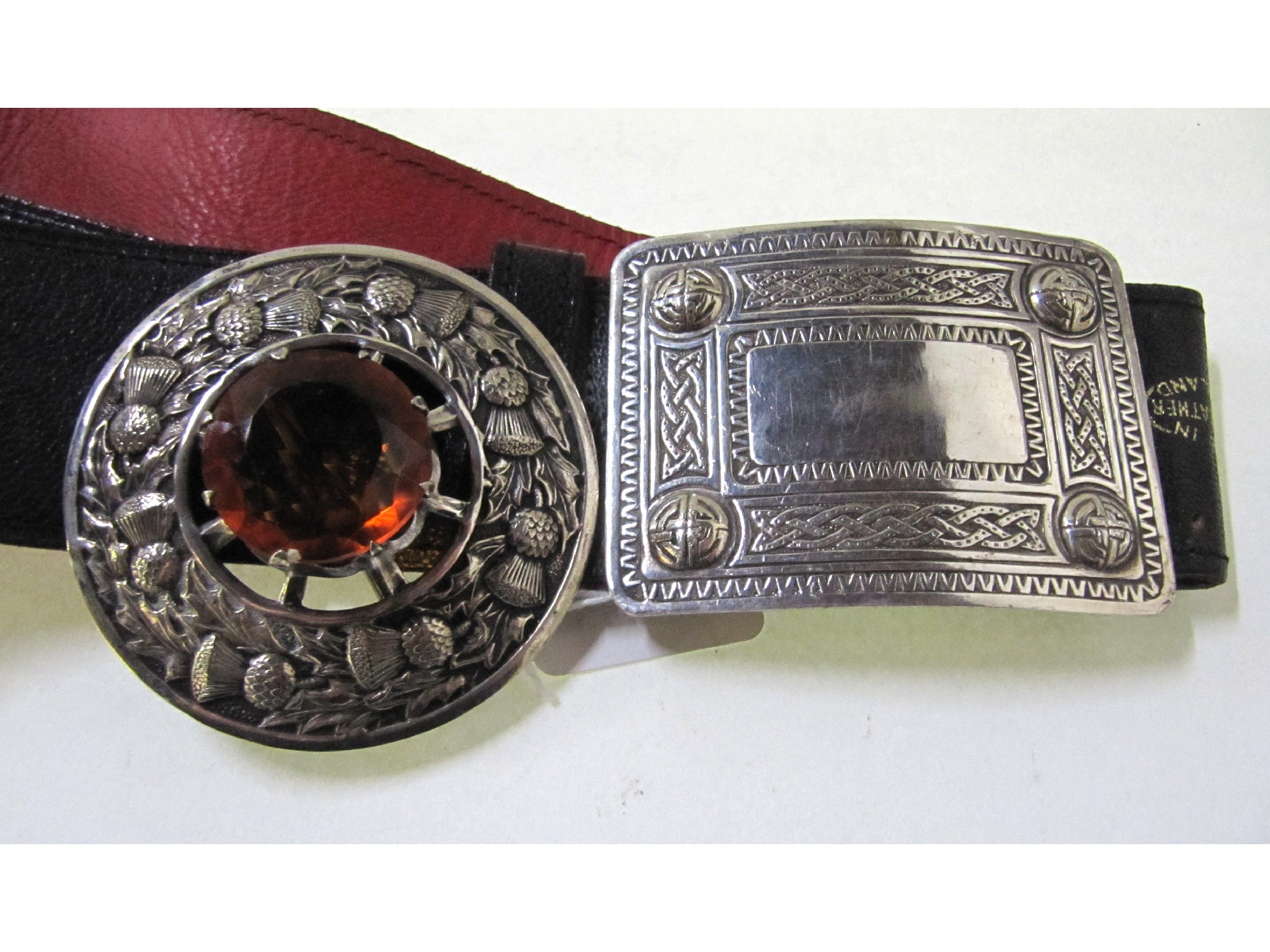 Appraisal: A Highland dress belt with citrine set plaid brooch