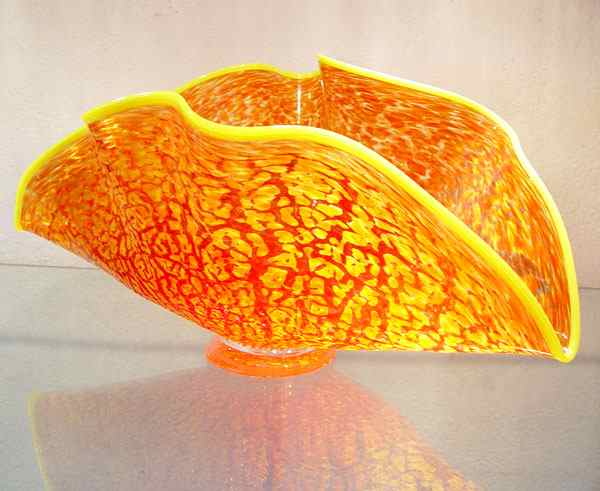 Appraisal: CHRIS MOSEY IGNIS GLASS STUDIO ART GLASS FLUTTERBOWL Orange and