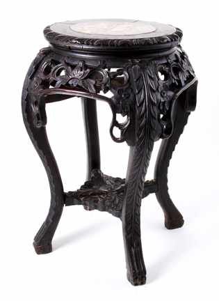 Appraisal: Chinese carved hardwood and marble stand late th early th