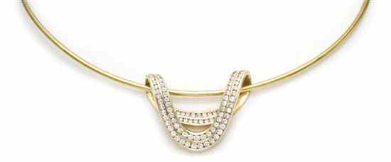 Appraisal: A Karat Yellow Gold and Diamond Slide Pendant and Karat