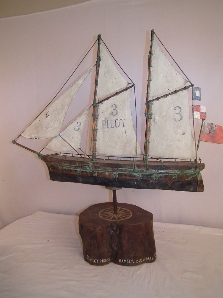 Appraisal: PILOT HOUSE SHIP WEATHERVANE Vintage carved and painted wood and