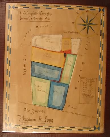 Appraisal: Hand colored manuscript map for the property of Benjamin K