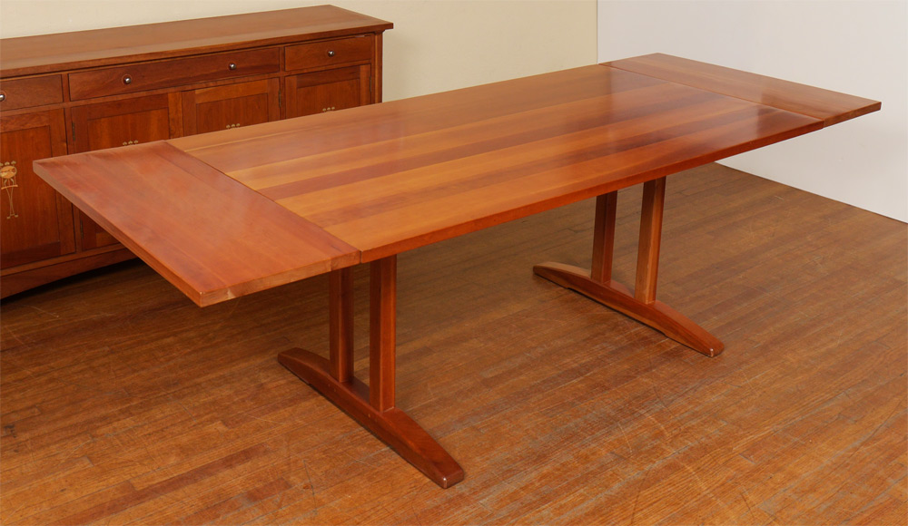 Appraisal: STICKLEY CHERRY TRESTLE DINING TABLE Contemporary Stickley table with trestle