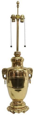 Appraisal: Asian brass urn now mounted as a two-light table lamp