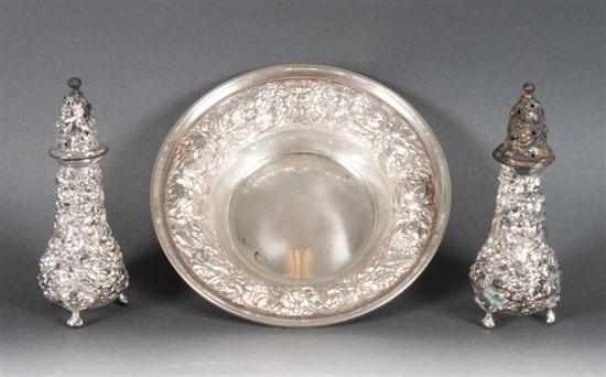 Appraisal: Pair of American repousse sterling silver salt and pepper shakers