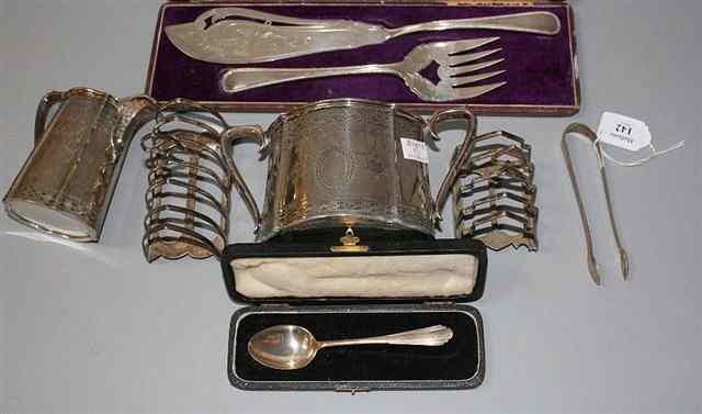 Appraisal: A PAIR OF BRIGHT CUT SILVER SUGAR TONGS by John