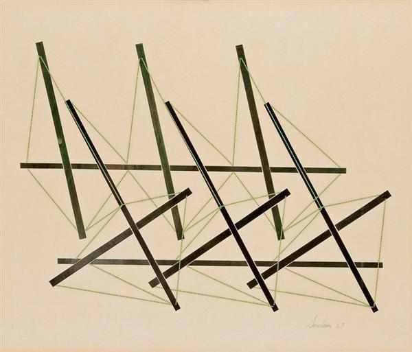 Appraisal: KENNETH SNELSON American b Untitled abstraction with mylar strips signed