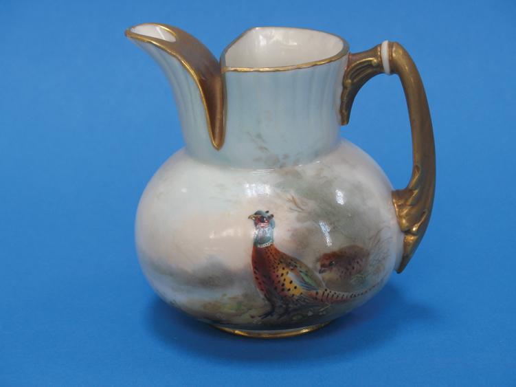 Appraisal: JAMES STINTON A ROYAL WORCESTER MILK JUG with painted decoration