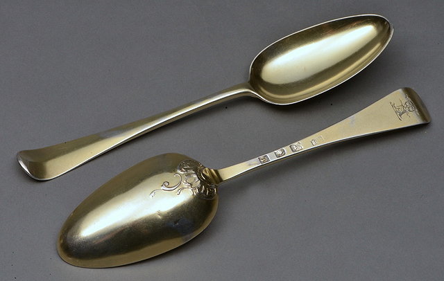 Appraisal: A PAIR OF GEORGE III SILVER GILT HANOVARIAN PATTERN SHELL