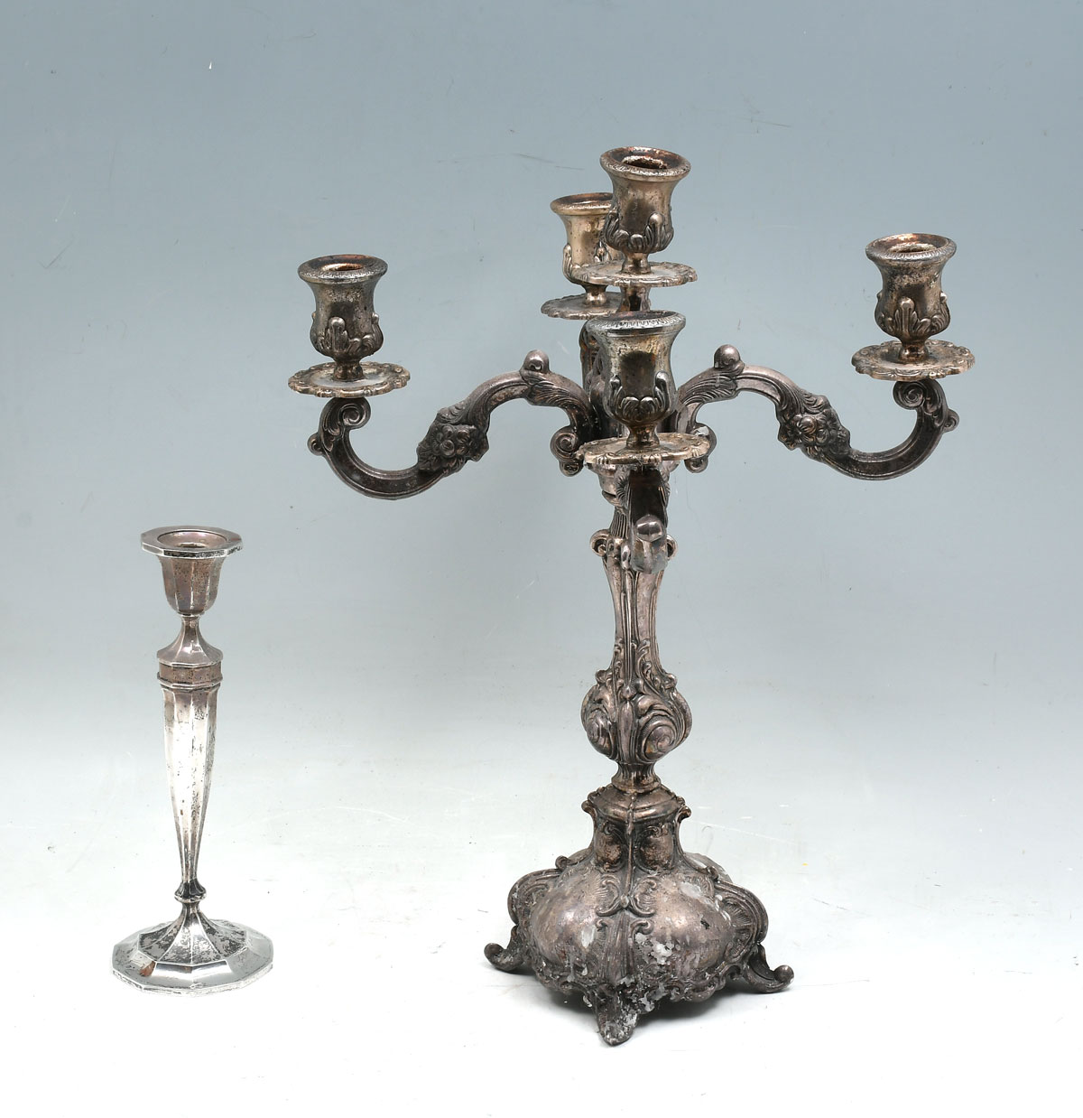 Appraisal: PC STERLING SILVER CANDELABRA SILVER CANDLESTICK Approx Troy ounces with