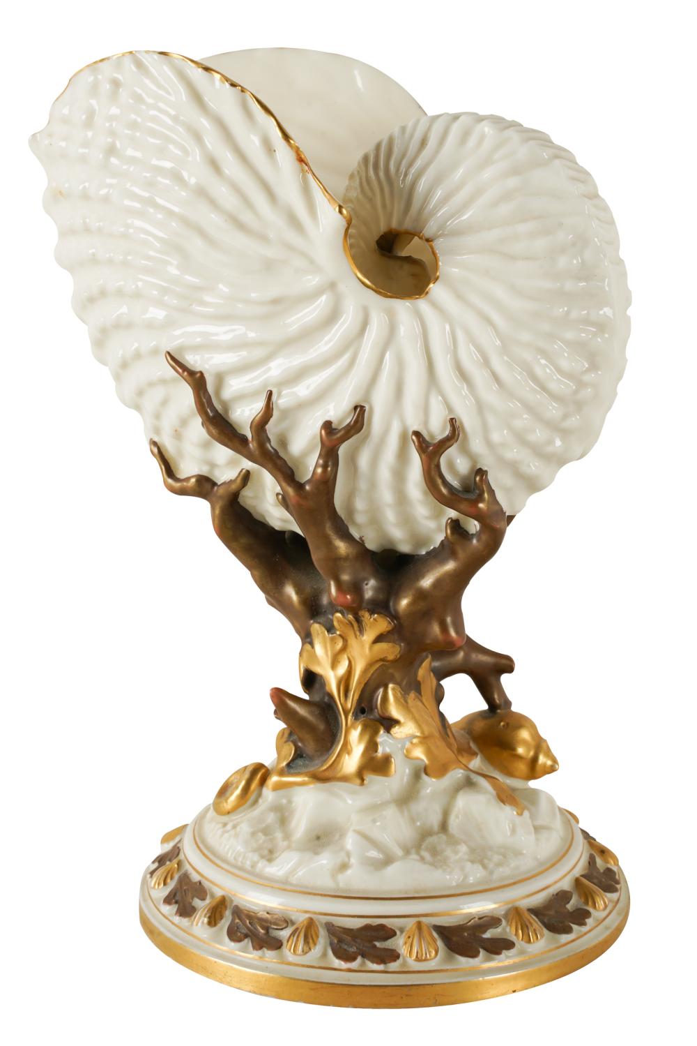 Appraisal: ROYAL WORCESTER PORCELAIN NAUTILUS SHELLimpressed and printed marks to underside