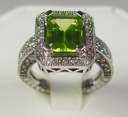 Appraisal: Ladies Peridot Diamond Ring k white gold grams x emerald