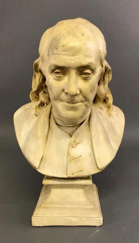 Appraisal: Plaster Sculpture of Benjamin Franklin Plaster sculpture of Benjamin Franklin