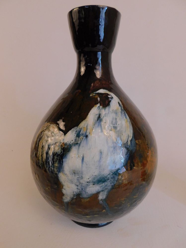 Appraisal: RARE HAVILAND LIMOGES ART POTTERY VASE - ROOSTER Rare th