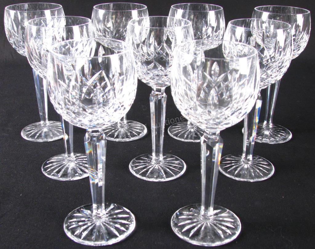 Appraisal: Set of Waterford 'Lismore' Crystal Wine Hock Glasses nine total