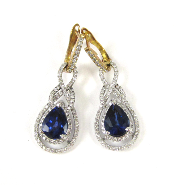 Appraisal: PAIR OF SAPPHIRE AND DIAMOND EARRINGS each k white and