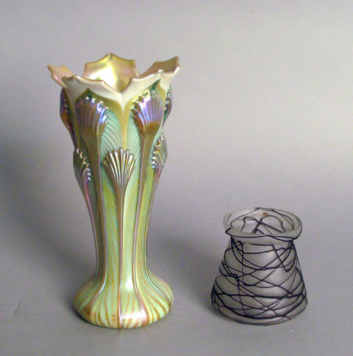 Appraisal: Quezal art glass vase th c h together with a