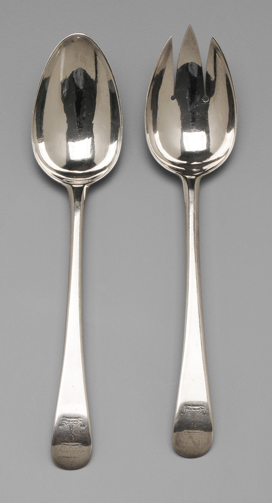 Appraisal: Two Hester Bateman Spoons downturned oval handles marks for Hester