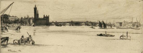 Appraisal: James Abbott McNeill Whistler American - Old Westminster Bridge from