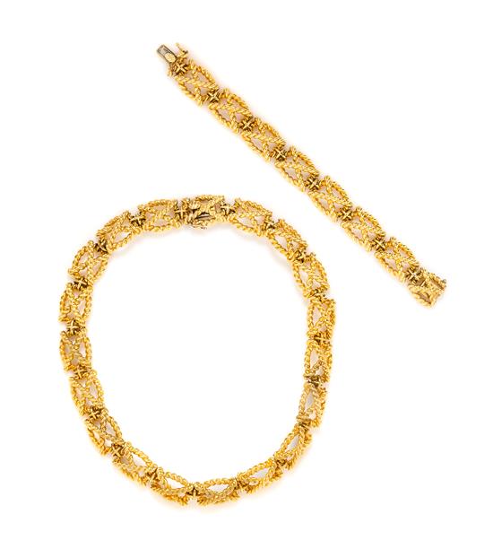 Appraisal: Sale Lot An Karat Yellow Gold Rope Texture Demi Parure