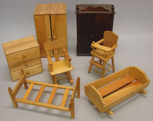 Appraisal: Lot of wooden furniture for an doll Marked Strombecker -