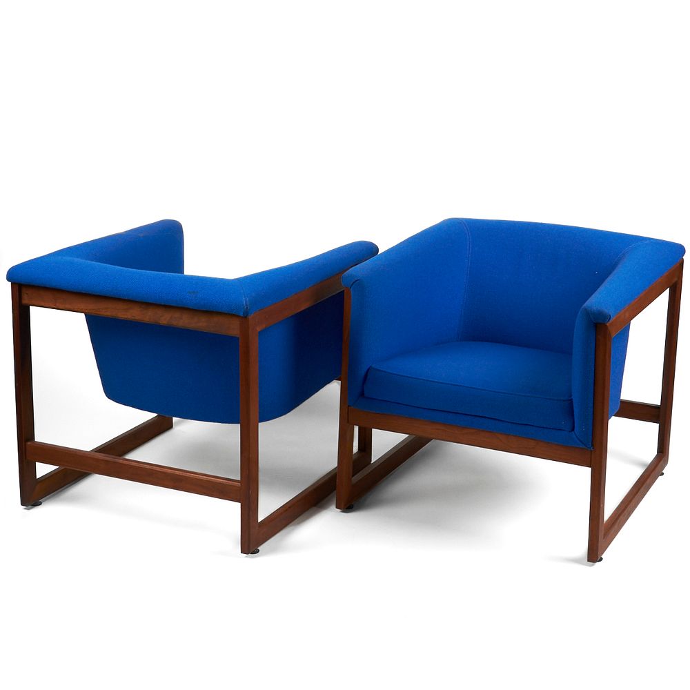 Appraisal: Pair of Milo Baughman Floating Cube Lounge Chairs Milo Baughman