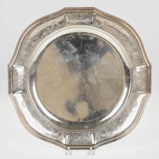 Appraisal: Continental silver circular serving tray th c possibly French hallmarked