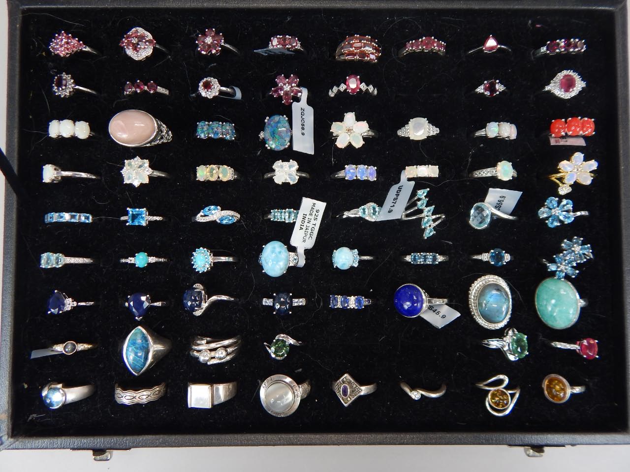 Appraisal: A large quantity of dress rings each stone set in