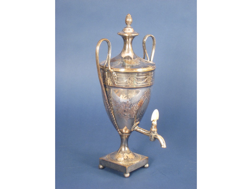 Appraisal: A th Century Sheffield plate Samovar of small proportions engraved