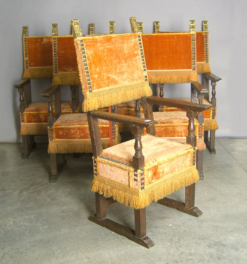 Appraisal: Set of gothic revival armchairs th c