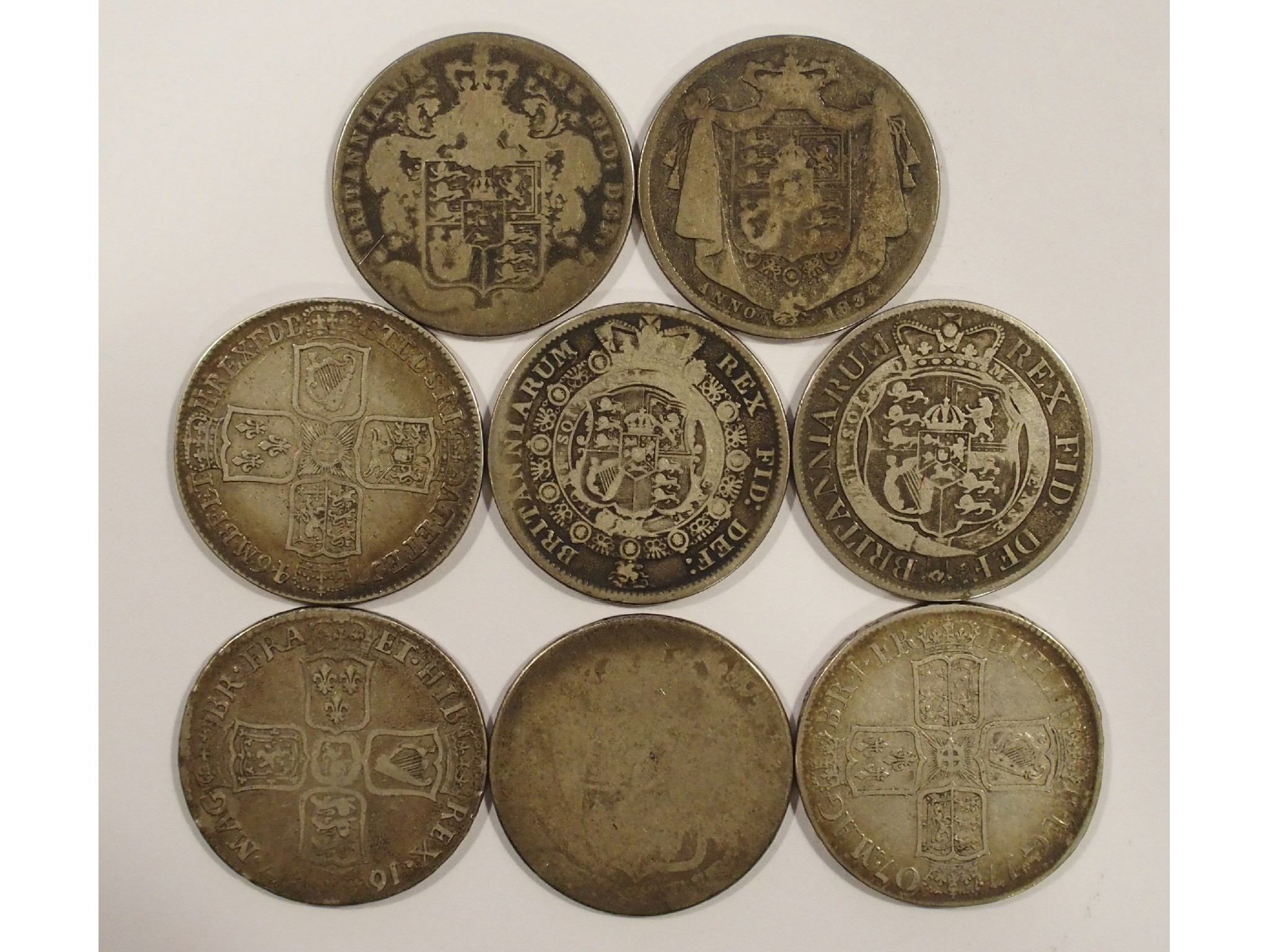 Appraisal: Seven British Half Crowns William III fair conditionWilliam and Mary