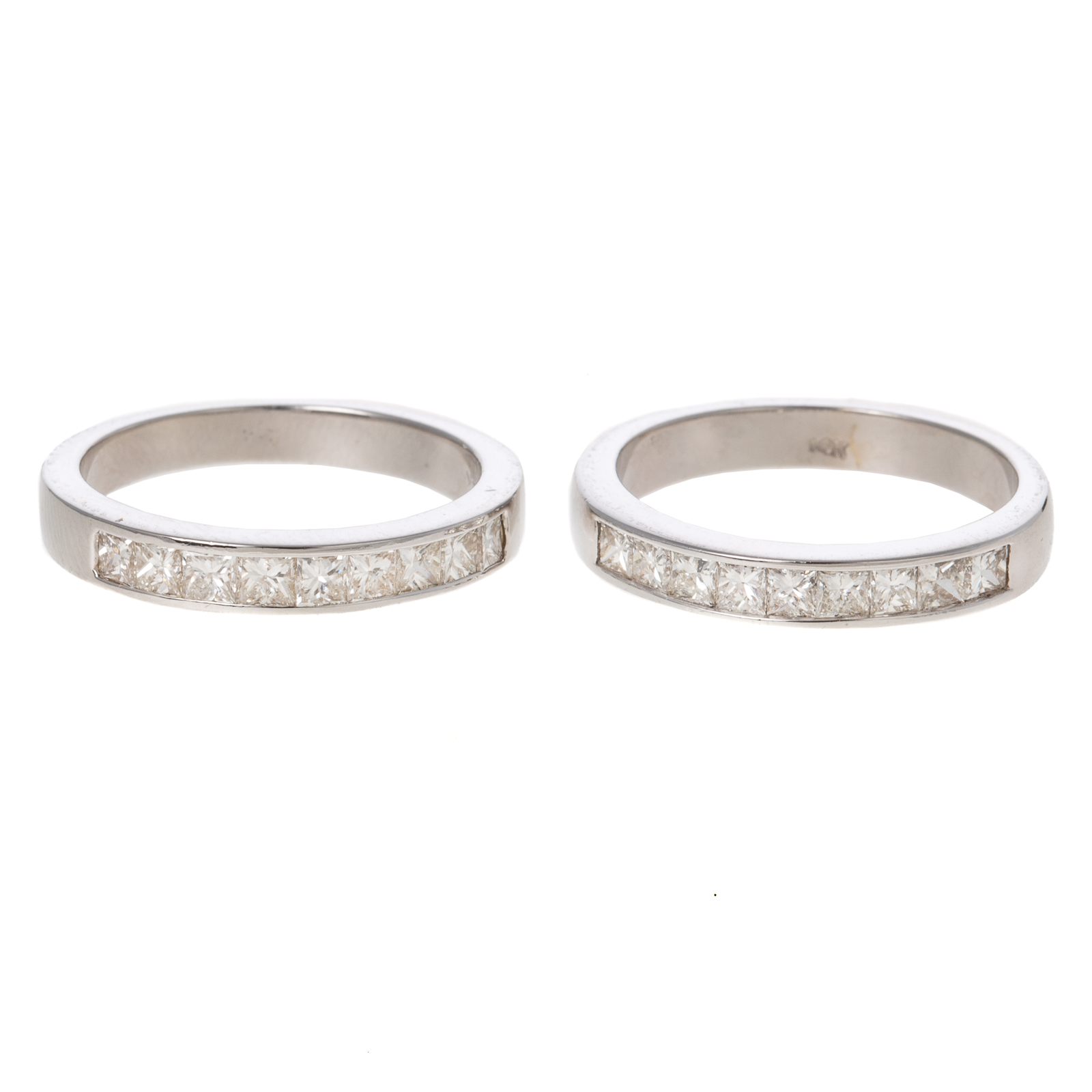 Appraisal: A PAIR OF DIAMOND BANDS IN K Two K white