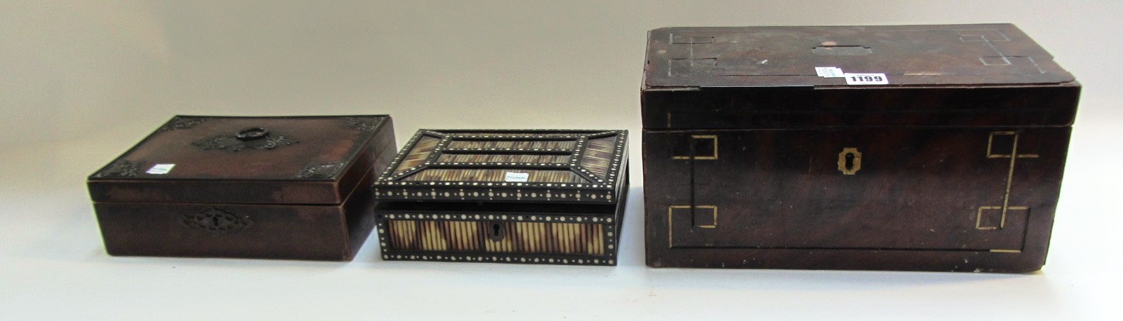 Appraisal: An early th century brass inlaid rectangular mahogany box cm