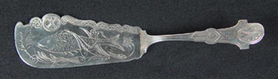 Appraisal: Coin Silver Fish Slice Marked Coin and with retailer's mark