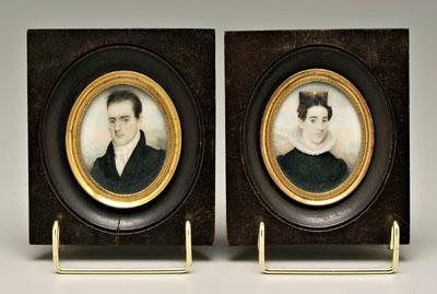 Appraisal: Pair Verbryck Ohio miniature portraits Richard Verbryck Verbrick Ohio -