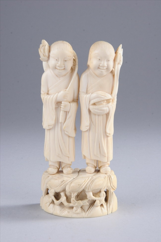 Appraisal: CHINESE IVORY CARVING OF TWO BOYS Late th early th