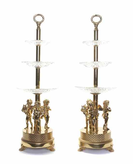 Appraisal: A Pair of Empire Style Gilt Bronze and Glass Figural